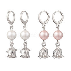 2 Pairs Shell Pearl Leverback Earrings&nbsp;EJEW-JE06865