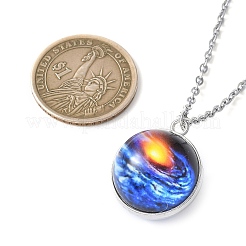 304 Stainless Steel Glass Space Pendant Necklaces&nbsp;NJEW-JN05192-04