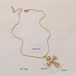 Vintage 304 Stainless Steel with Clear Glass Hollow Cross Pendant Necklaces for Women&nbsp;MR8108