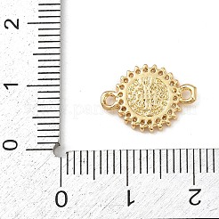 Brass Pave Clear Cubic Zirconia Religion Flat Round with Saint Connector Charms&nbsp;KK-L255-09G-02