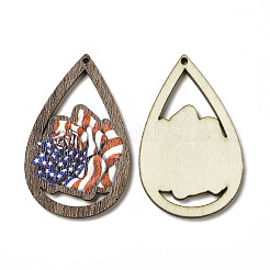 American Flag Theme Single Face Printed Aspen Wood Pendants&nbsp;WOOD-G014-01E