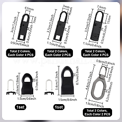 Alloy & Rubber Zipper Sliders Sets&nbsp;FIND-PH0027-34