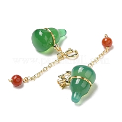Natural Green & Red Agate Gourd Pendant Decorations&nbsp;G-K341-14G