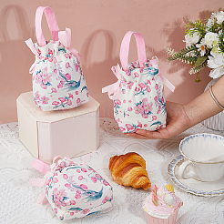 10Pcs Cloth Flower Print Drawstring Pouches&nbsp;ABAG-DC0001-09B