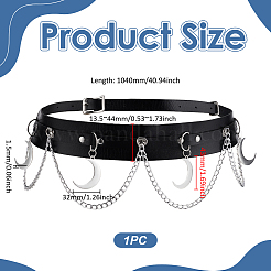 1Pc Iron Moon Tassel Black Imitation Leather Waistbands&nbsp;AJEW-UN0002-95