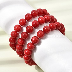 10MM Natural Dyed White Jade Round Beaded Stretch Bracelets for Women&nbsp;GG-CBA3F02-12B
