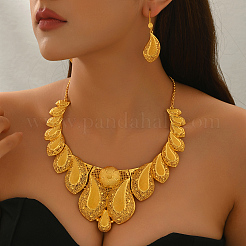 Vintage Alloy Hollow Teardrop Earrings & Necklaces Sets for Women&nbsp;OQ3766