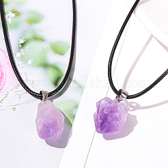 Natural Amethyst Raw Rough Nuggets Pendant Necklaces&nbsp;FS-WGF5E50-01