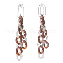 Acrylic Curb Chain Tassel Dangle Stud Earrings for Women&nbsp;EJEW-JE04767-06