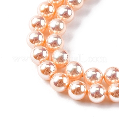 UV Plating Pearlized Glass Pearl Beads Strands&nbsp;GLAA-F128-01A-T7