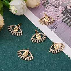 Rack Plating Brass Micro Pave Clear Cubic Zirconia Pendants&nbsp;ZIRC-SZ0003-41