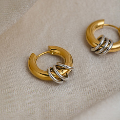 304 Stainless Steel Fashion Triple Ring Dangle Hoop Earrings for women&nbsp;MK3977-2