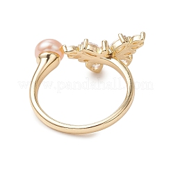 3Pcs 3 Colors Butterfly Brass Micro Pave Cubic Zirconia Cuff Open Rings&nbsp;RJEW-JR01001