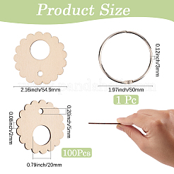 Flower Shape Wood Floss Bobbin&nbsp;AJEW-GF0011-05