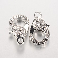 Alloy Glass Rhinestone Lobster Claw Clasps&nbsp;ZIRC-F022-63