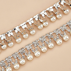 Brass & ABS Imitation Pearl & Rhinestone Cup Chains&nbsp;CHC-BC0001-21