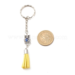 Faux Suede Tassel & Tibetan Style Alloy Pendant Keychain&nbsp;KEYC-JKC00341-04