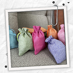 10Pcs 10 Colors Rectangle Burlap Packing Pouches&nbsp;ABAG-SP0001-50