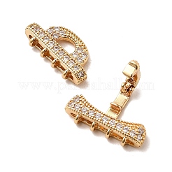 Brass Micro Pave Clear Cubic Zirconia Fold Over Clasps&nbsp;KK-C075-33G
