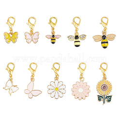 20Pcs 10 Styles Bees Flower Butterfly Alloy Enamel Pendant Decorations&nbsp;HJEW-BM0001-17