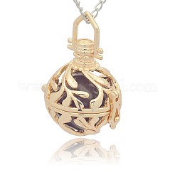 Golden Tone Brass Hollow Round Cage Pendants&nbsp;KK-J227-06G