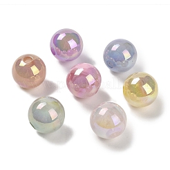 Round UV Plating Luminous Rainbow Iridescent Acrylic Beads&nbsp;LACR-R001-10A