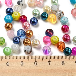 Opaque Spray Painted Glass Beads&nbsp;DGLA-MSMC002-6mm