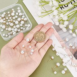 84Pcs 6 Styles Acrylic Imitation Pearl Beads Ball Stud Earring Findings&nbsp;STAS-FH0001-55