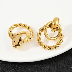 304 Stainless Steel Twist Ring Dangle Stud Earrings&nbsp;EJEW-K268-22G