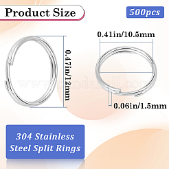 500Pcs 304 Stainless Steel Split Rings&nbsp;STAS-SP0001-66B