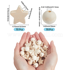 140Pcs 2 Styles Wooden Beads&nbsp;WOOD-SP0001-34