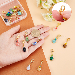 20Pcs 10 Colors Natural Gemstone Pendant Decoration&nbsp;HJEW-PH0001-44