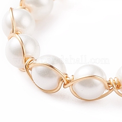 Shell Pearl Braided Open Cuff Ring&nbsp;RJEW-TA00031