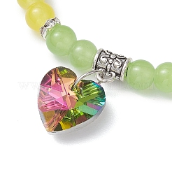 Baking Paint Imitation Jade Glass Round Beaded Charm Bracelets&nbsp;BJEW-JB11737-05