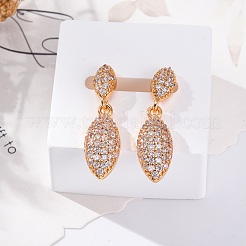 Brass Micro Pave Cubic Zirconia Stud Earrings&nbsp;EJEW-K400-43G