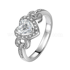 Heart Brass Micro Pave Cubic Zirconia Finger Rings&nbsp;FS-WG9F34A-05