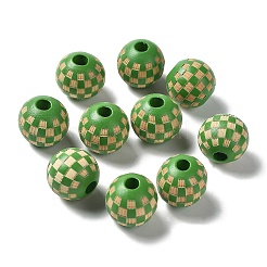 Wood Laser Engraved Tartan Beads&nbsp;WOOD-I011-01B-07