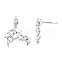 Brass Twist Dangle Stud Earrings for Women&nbsp;EJEW-N012-49P