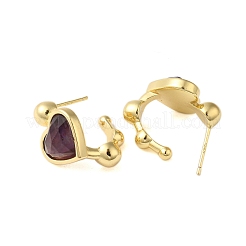 Natural Amethyst Heart Stud Earrings&nbsp;EJEW-K287-01G-08