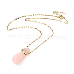 Openable Faceted Natural & Synthetic Mixed Stone Perfume Bottle Pendant Necklaces for Women&nbsp;NJEW-F296-03G