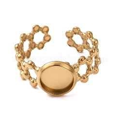 Hollow Flower 304 Stainless Steel Cuff Ring Components&nbsp;STAS-P454-03A-G