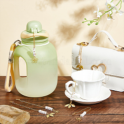 Leaf Brass & Alloy Flower Cup Pendant Decorations&nbsp;HJEW-AB00496