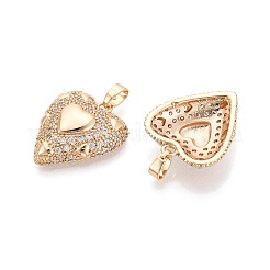 Brass Micro Pave Cubic Zirconia Pendants&nbsp;KK-T073-40G