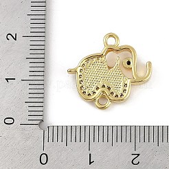Rack Plating Brass Micro Pave Clear Cubic Zirconia Elephant Connector Charms&nbsp;KK-U032-29G-02