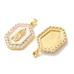 Brass Micro Pave Clear Cubic Zirconia Pendants&nbsp;CU-CBA9AB3-36G