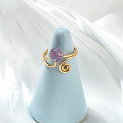 Natural Gemstone Cuff Open Rings&nbsp;RJEW-JR01071