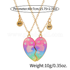 2Pcs Alloy Colorful Enamel Magnetic Unicorn Heart Pendant Friendship Necklaces for Women&nbsp;FS-WGC6FE6-02