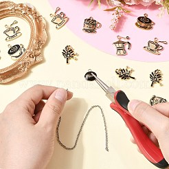 30Pcs 6 Styles Blended Coffee Alloy Enamel Pendants&nbsp;ENAM-CJ0007-64