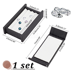 4-Slot Rectangle PU Letaher Loose Diamond Presentation Box&nbsp;LBOX-WH0002-05