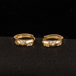 Real 18K Gold Plated Ring Brass Rhinestone Huggie Hoop Earrings&nbsp;EJEW-EE0001-114